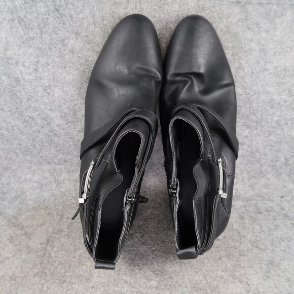 Booties Shoes Womens 9.5 Ankle Boots Casual Classic Black Western Zip Buckle - Picture 8 of 13